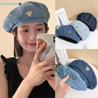 Mũ Beret Vải Denim Mỏng Phong Cách Retro Anh Quốc Cho Nữ