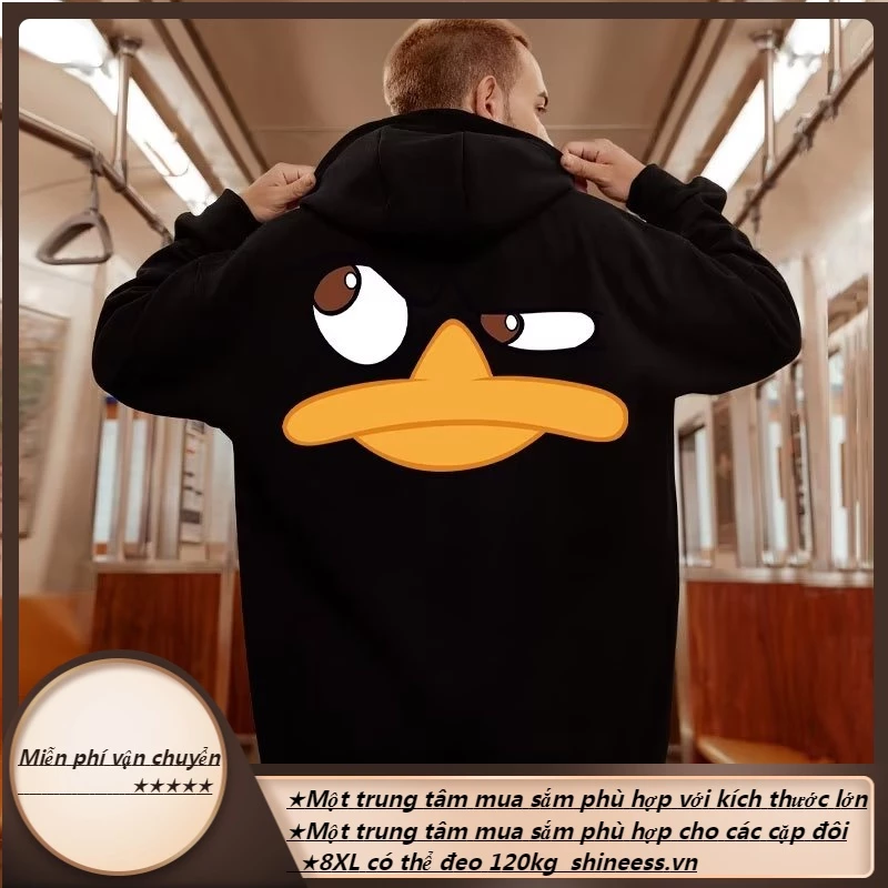 [có size 30 kg___120 ] Áo hoodie dáng rộng thời trang cho nam size M-8XL Thú vị vịt Anime in bông Âu Mỹ Thời Trang Cho Nam Và Nữ
