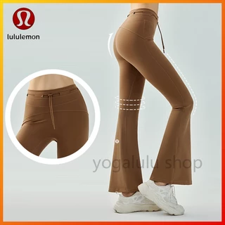 Lululemon Quần Thể Thao Ống Loe Lưng Cao Phối Dây Rút dsp577