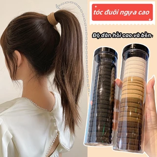 Set 100 Dây Buộc Tóc Đuôi Ngựa Độ Co Giãn Cao Và Bền Cao Cho Nữ Ốp