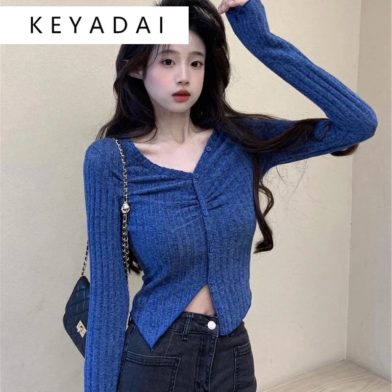 KEYADAI Áo Len áo khoác cardigan xu hướng Đơn giản hàn quốc Popular WMY23A11AL 45Z231111