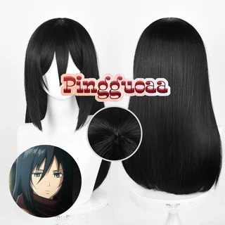 Anime Attack on Titan Mikasa Ackerman Child Cosplay Wig 50cm Long Black Wigs Heat Resistant Synthetic Hair