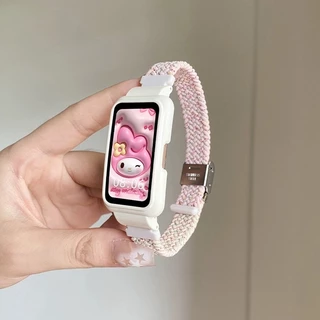 Dây Đồng Hồ Thông Minh Bằng nylon Bện Màu Hồng Dễ Thương Dành Cho huawei band 8 7 6 8