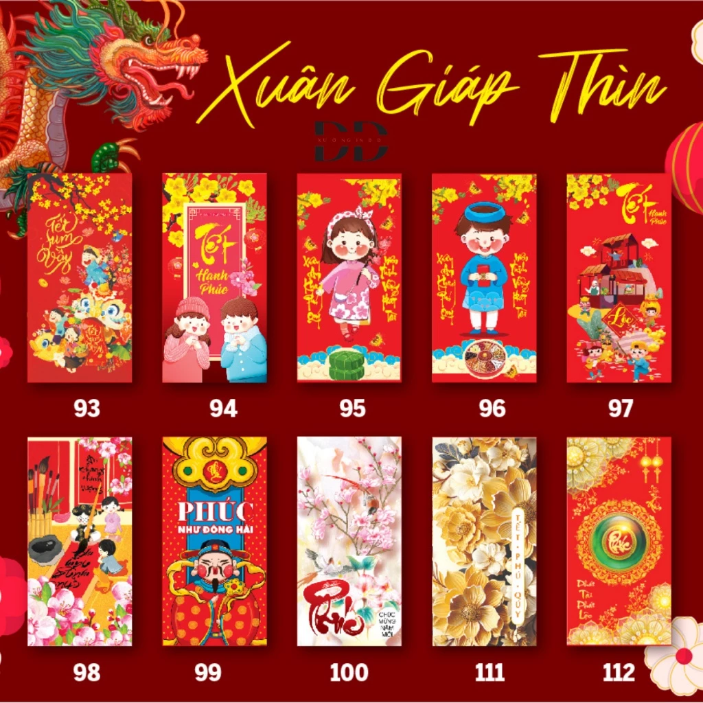 🧧 Combo 50 Lì Xì Truyền Thống Tết 2024 - Lì Xì Tân Niên 2024 Độc Đáo 🐉 ( Mẫu như hình )