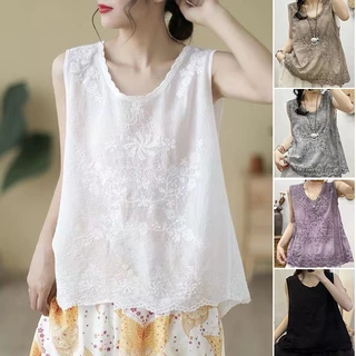 Ice 5 Màu Có Sẵn Cotton Top 45-75KG Thêu Camisole Không Tay Bên Trong Top Rời Giải Phóng Mặt Bằng Pick-up ~ Counter Thương Hiệu Lớn Đuôi Đơn Cắt Nhãn Nữ