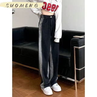 SUOMENG  quần ống rộng quần nữ jean phong cách Retro Ống Rộng siêu đẹp 2023 MỚI Độc đáo Korean Style ins Comfortable A27L09J 36Z230909