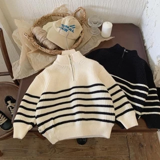 Áo sweater Dáng Rộng Họa Tiết Kẻ Sọc Thời Trang Mùa Thu Phong Cách Hàn Quốc Mới Cho Bé Trai