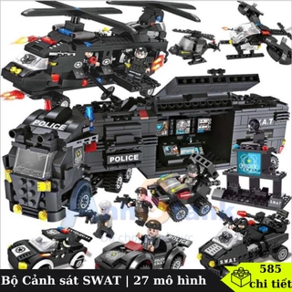 [585 CHI TIẾT] Đồ chơi lắp ráp City SWAT Đặc Nhiệm 27 in 1 mô hình Xe Robot và Máy Bay AT8839