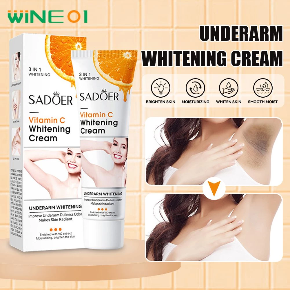 Kem Dưỡng Trắng Da Sadoer Vitamin C Cho Vùng kín Đầu gối Làm trắng nách Làm giảm hắc tố Melanin toàn thân Làm sáng mịn da Không nhờn Thành phần an toàn wine01