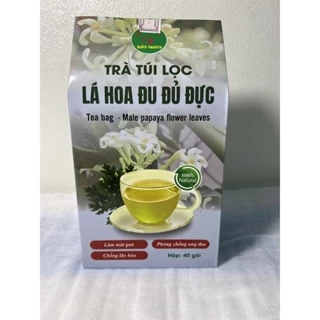 Trà túi lọc hoa đu đủ đực Bảo Khang, hộp 40 gói trà lá hoa đu đủ đực, mát gan, lão hóa, ung thư