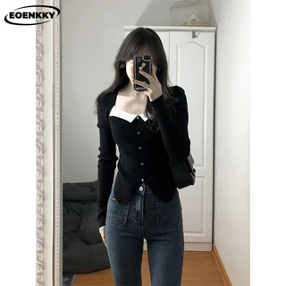  EOENKKY Áo Len áo khoác cardigan thời trang Xu hướng Đơn giản Korean WMY2410FRN 2Z240113