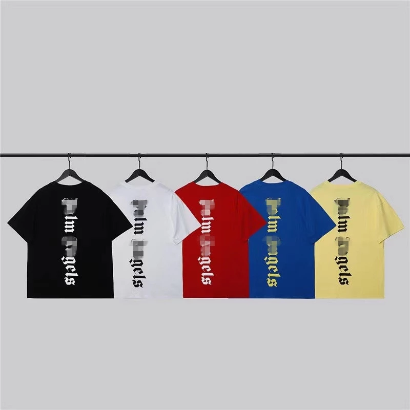 X56H Palm Angels trendy brand letter logo printed short-sleeved T-shirt men's and women's hip hop loose candy color half-sleeved shirt