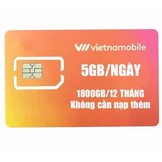 [Sim dùng 1 năm] Sim Vietnamobile data 4G 5GB/Ngày 150GB/tháng vào mạng 12 tháng không cần nạp tiền SimtheVNM