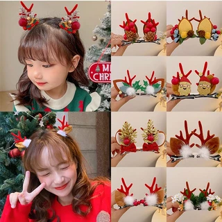 Bộ Kẹp Tóc Giáng Sinh Quà Tặng Giáng Sinh Hoạt Hình Ông Già Noel Nai Sừng Tấm Kẹp Tóc Mới