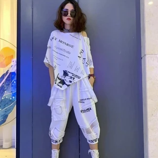 Bộ Đồ Thể Thao Denim Cao Cấp Ôm Eo Thời Trang Mùa Hè Hàn Quốc 2024