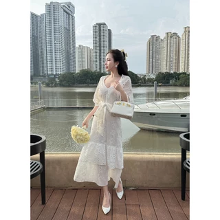 ĐẦM REN TAY XÒE PHỒNG - F05144