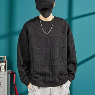 Áo sweater Cổ Tròn Dáng Rộng Màu Sắc Đơn Giản Dễ Phối Đồ Cho Nam