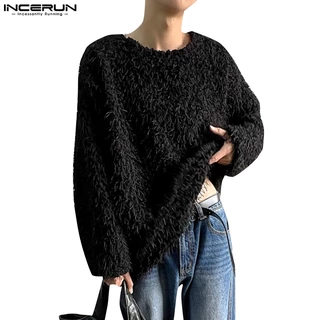 INCERUN Áo sweater Tay Dài Dáng Rộng Phối Tua Rua Cá Tính Trẻ Trung Cho Nam