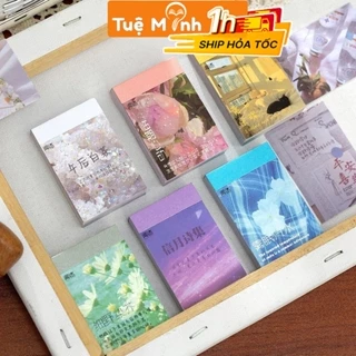 Tập 50 sticker ảnh dán kiêm giấy note nghệ thuật trang trí sổ tay VPPTUEMINH, Bullet Journal STI17