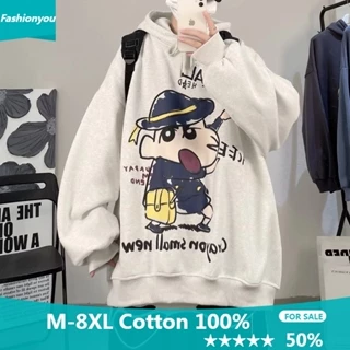 M-8XL[ có size 30 kg_120 kg ]áo khoác nam hoodie Tay Dài Dáng Rộng cotton In Chữ shin chan Thời Trang Mỹ Thời Trang Unisex