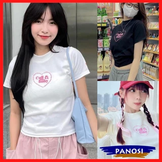 Áo phông nữ áo thun nữ BABY TEE cổ tròn tay ngắn in chữ CALL BABY hottrend PANOSI - A94