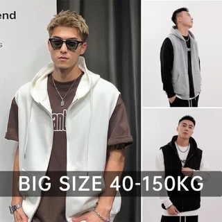 < Size Lớn > Áo Khoác cardigan Có Mũ Trùm Không Tay Màu Trơn Đơn Giản Mùa Thu Mới Dành Cho Nam