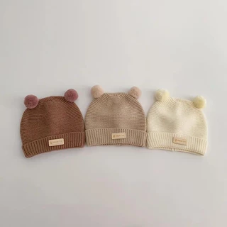 Hoạt Hình Mũ beanie Màu Trơn Giữ Ấm Cho Bé