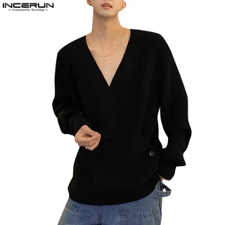 INCERUN Áo Khoác cardigan Tay Dài Dáng Rộng Màu Trơn Thời Trang Trẻ Trung Cho Nam