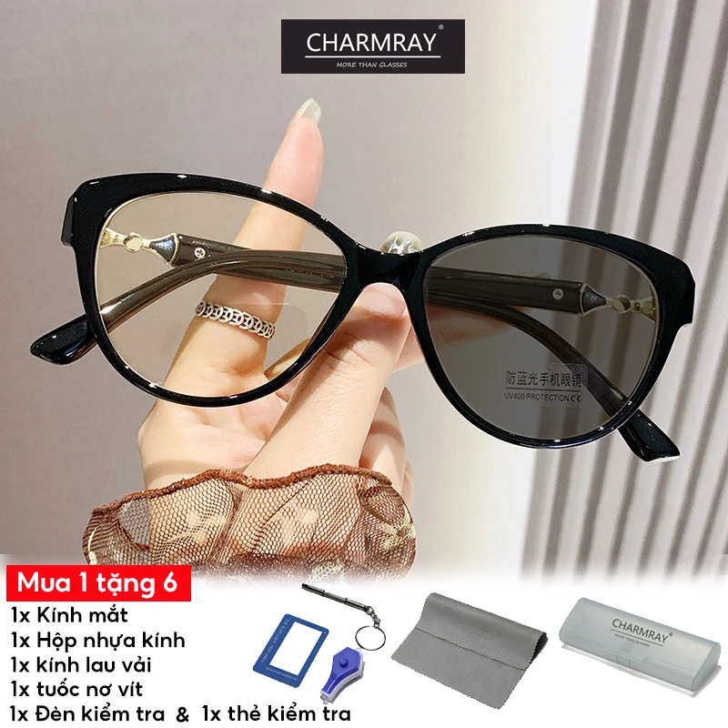 CHARMRAY Mắt Kính Chống Bức Xạ kính đổi màu Mắt Mèo Phong Cách Retro Cho Nữ