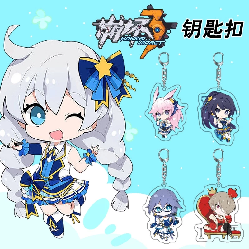 Anime Honkai Impact 3 Yae Sakura Raiden Mei Murata Himeko Fu Hua Móc chìa khóa acrylic hai mặt họa tiết độ phân giải cao phiên bản hoạt hình Q nhân vật anime túi đi học móc khóa mặt dây chuyền