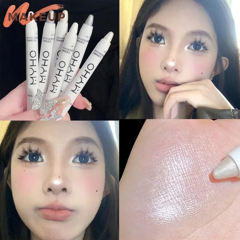 Bobeini Matte Velvet Highlighter Pencil / Pearlescent Glitter Lying Silkworm Pen / Bút kẻ mắt trắng chống thấm nước và lâu trôi / Bút phấn mắt Champagne / Mỹ phẩm trang điểm