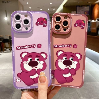 Samsung Galaxy M11 M12 M22 M31 M62 F62 M30S M21 M51 M02 Cho Ốp lưng điện thoại In Hình Cartoon Cute Strawberry Bear Thicken