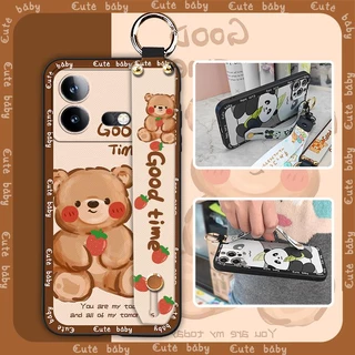 Soft case Cute Phone Case For VIVO IQOO Neo8/Neo8 Pro Wrist Strap Lanyard ring Silicone Kickstand Phone Holder Fashion Design