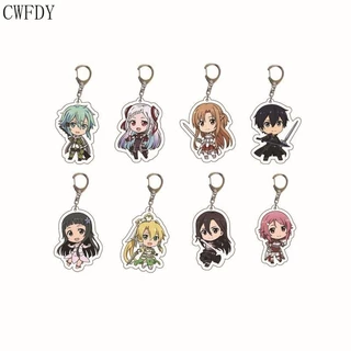 Móc khóa Fashion Anime Sword Art Online Keychain Kirito Asuna Yuuki Asuna Asada Shino Q Version Arcylic