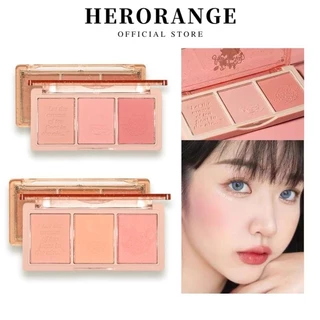 Bảng phấn má hồng Herorange 3 màu nude tông cam tự nhiên thời trang