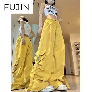 Quần dài FUJIN 081102 ống rộng túi hộp thời trang vintage mới 2023 cho nữ