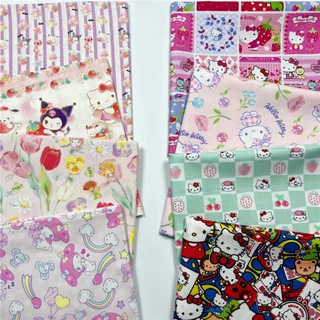 Tấm Vải 100% Cotton In Hình Hello Kitty Và Ngôi Sao