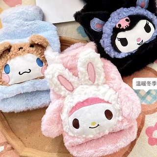 [Haroro] Mymelody Túi Chườm Nước Nóng Giữ Ấm Tay Mùa Đông Hình Hello Kitty Kuromi Cinnamoroll Pompom Purin Dày Cho Nữ