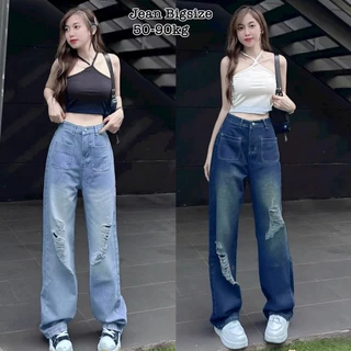 HCM Thời Trang Én Nhỏ Có Bigsize Đón Tết  - Quần Jean Bigsize Nữ Lưng Cao Baggy Kiểu Mới Sang Trọng Cao Cấp Xinh 55-90kg