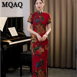 Mqaqcheongsam Đầm Sườn Xám Cách Tân Tay Ngắn Phong Cách Dân Tộc Cổ Điển Thời Trang Mới