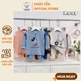 Đồ Mặc Bộ dài tay XOOP cotton xược đáp tay cổ trụ 2 cúc in họa tiết dễ thương cho bé (10-20kg) XD46 Shop Phúc Yến