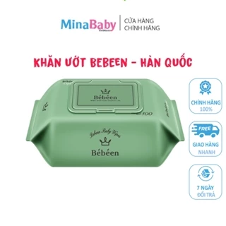 Khăn ướt Bebeen Hàn Quốc 100 tờ không mùi màu Hồng / Xanh cho bé