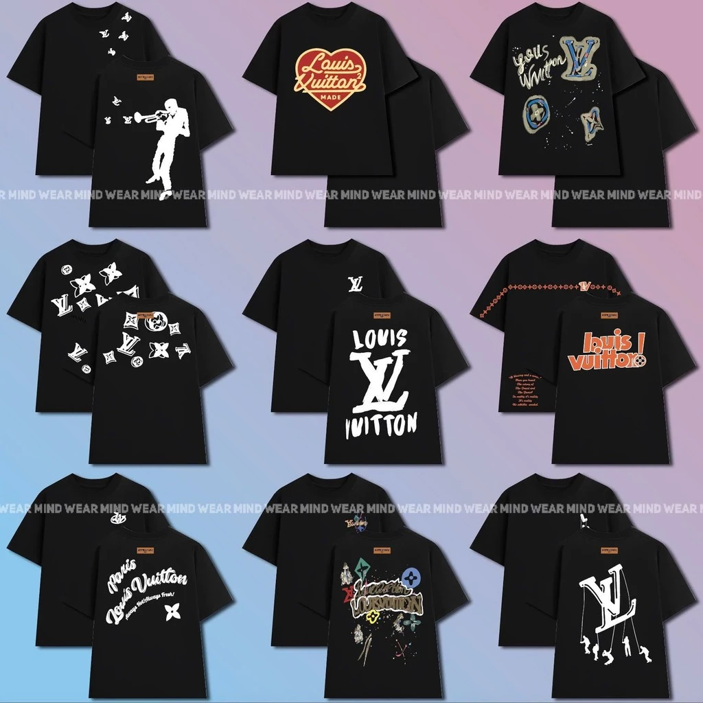 Áo Thun LV Tổng Hợp Cao Cấp 100% Cotton Unisex, Đa Dạng Mẫu Hot Trend, Đầy Đủ Tem Tag Túi Zip
