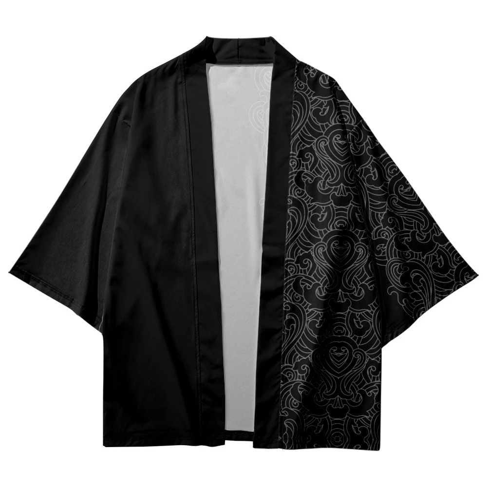 Áo Cardigan nam mùa hè Áo choàng Kimono thời trang Unisex ❥ ❈ In tay áo năm điểm Bông tai Kẹp cổ điển Áo len Yukata rộng rãi 2023100108