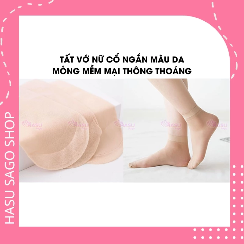 Tất vớ nữ cổ ngắn màu da mỏng mềm mại thông thoáng