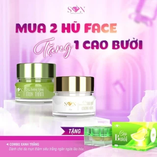 Combo Kem Face Mụn Thâm Màu Xanh Chính Hãng - SON Cosmetic [Tặng Cao Bưởi]