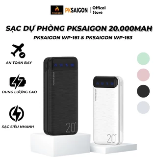 Sạc Dự Phòng 20000mAh PKSAIGON WP161 WP163 2 CỔNG VÀO USB, 2 CỔNG RA Micro,TypeC, Hỗ Trợ Sạc Nhanh PKSAIGON