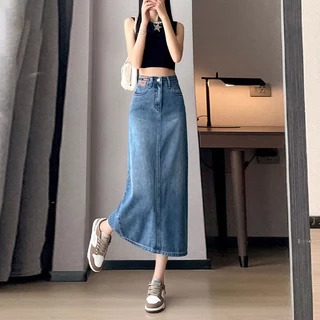 Chia Váy Denim Nữ Phong Cách Mới Mùa Hè Retro Cao Cấp Niche Chữ a Hip-Packed Váy