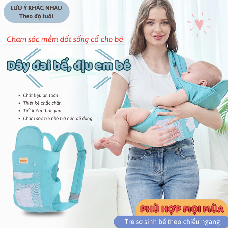 Đai Địu Em Bé Sơ Sinh Địu Nhẹ Nhàng C&M HOME Chất Liệu An Toàn Thoáng Khí Cho Bé , Địu Chống Gù 4 Cách Từ 0-36 Tháng