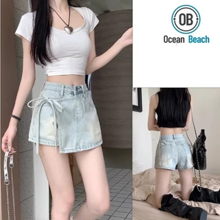 Quần Short Jeans Denim Nữ Lưng Cao Ống Rộng Chất vải thoải mãi, dễ phối đồ